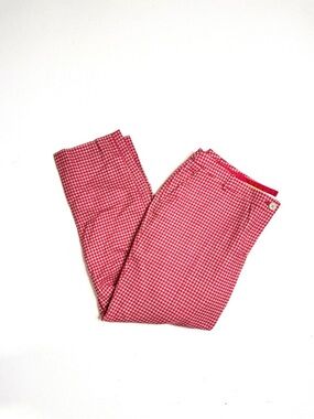 Boden Red & White Gingham Slim Ankle Cropped Trousers Preppy Pants Size 14L